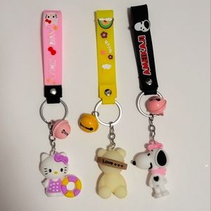 3pcs Cute Silicone Keychain | Hello Kitty|Bear|Snoopy